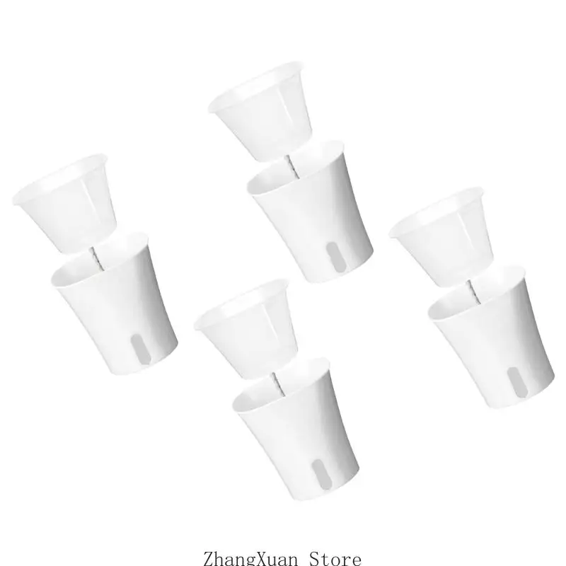 Weiße Anzuchttöpfe mit konischer quadratischer Form und Wasserspeicher, 4er-Pack 3XUF – Detail 10