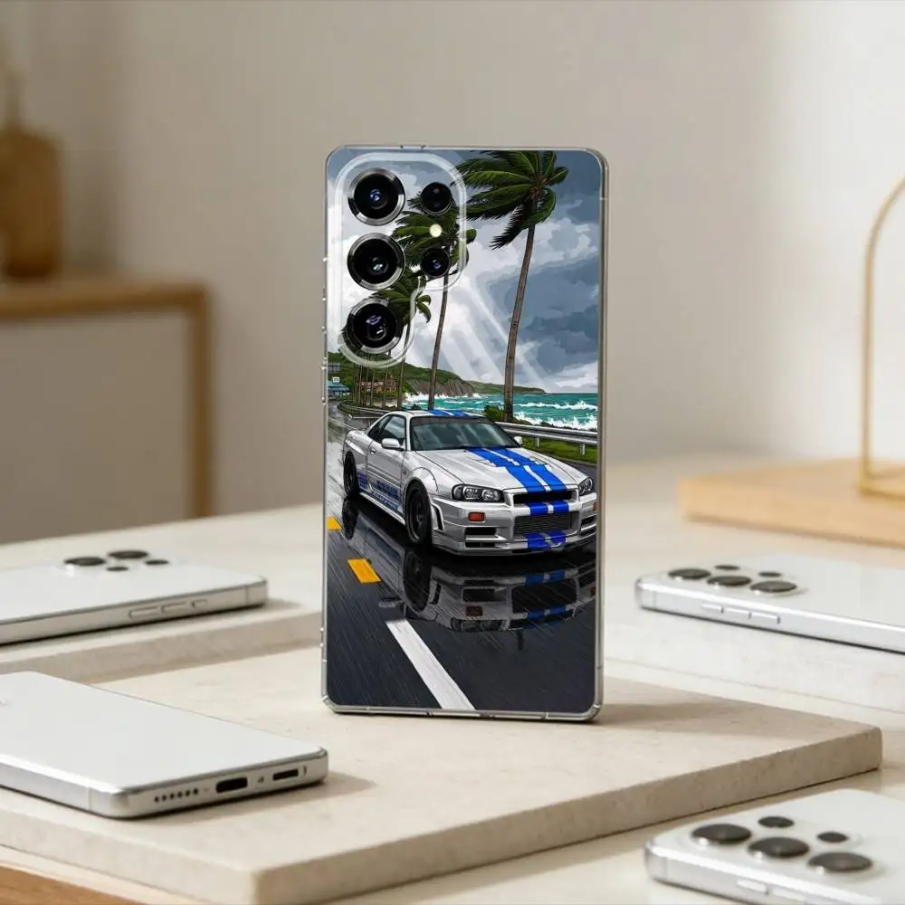 F-Fast And F-Furious R-R34 Phone Case For Samsung S25,S24,S21,S22,S23,S30,Ultra,S20,Plus,Fe,Note,10,9,5G Transparent Cover