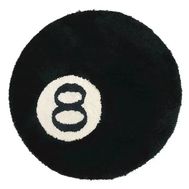 Simulation Billiards 8 Ball Rug Round Flocking Carpet Living Room Sofa Coffee Table Mat Kids Study Bedroom Bedside Anti-slip Mat