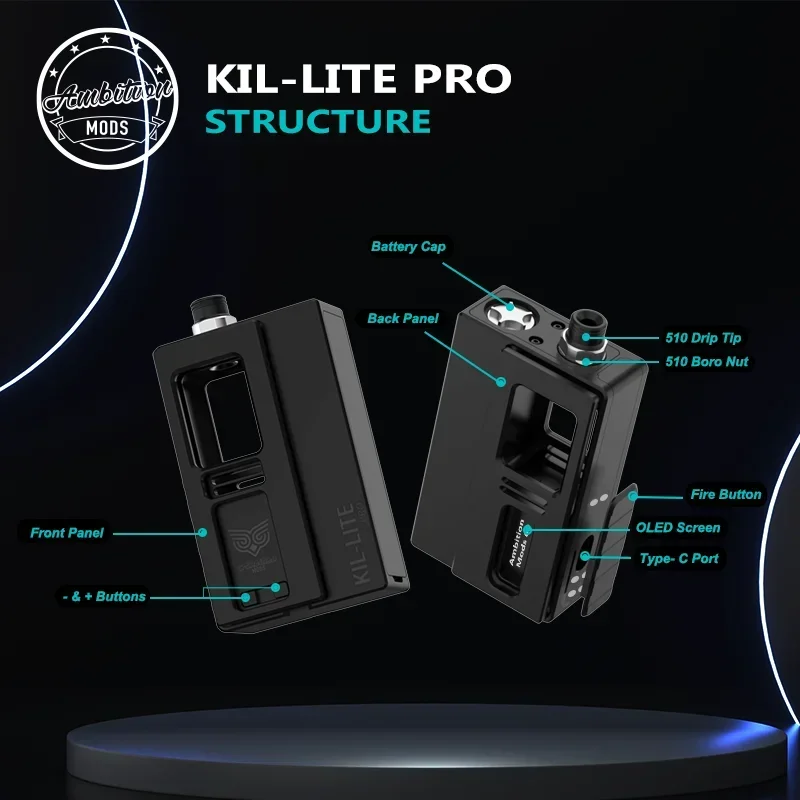 Ambition Mods Kil-Lite Pro 60 Вт AIO Mod DNA60C Чип Регулируемый диапазон мощности Полностью Boro Совместим с Boro Tank DL MTL Vaping Vape