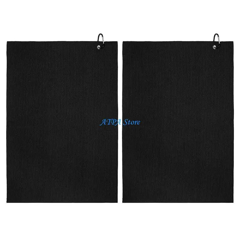 U13C 2Pcs Golf Towels,Microfiber Merbau Pattern Golf Towel for Men Women Golf Gifts Black Golf Towel with Carabiner Clip