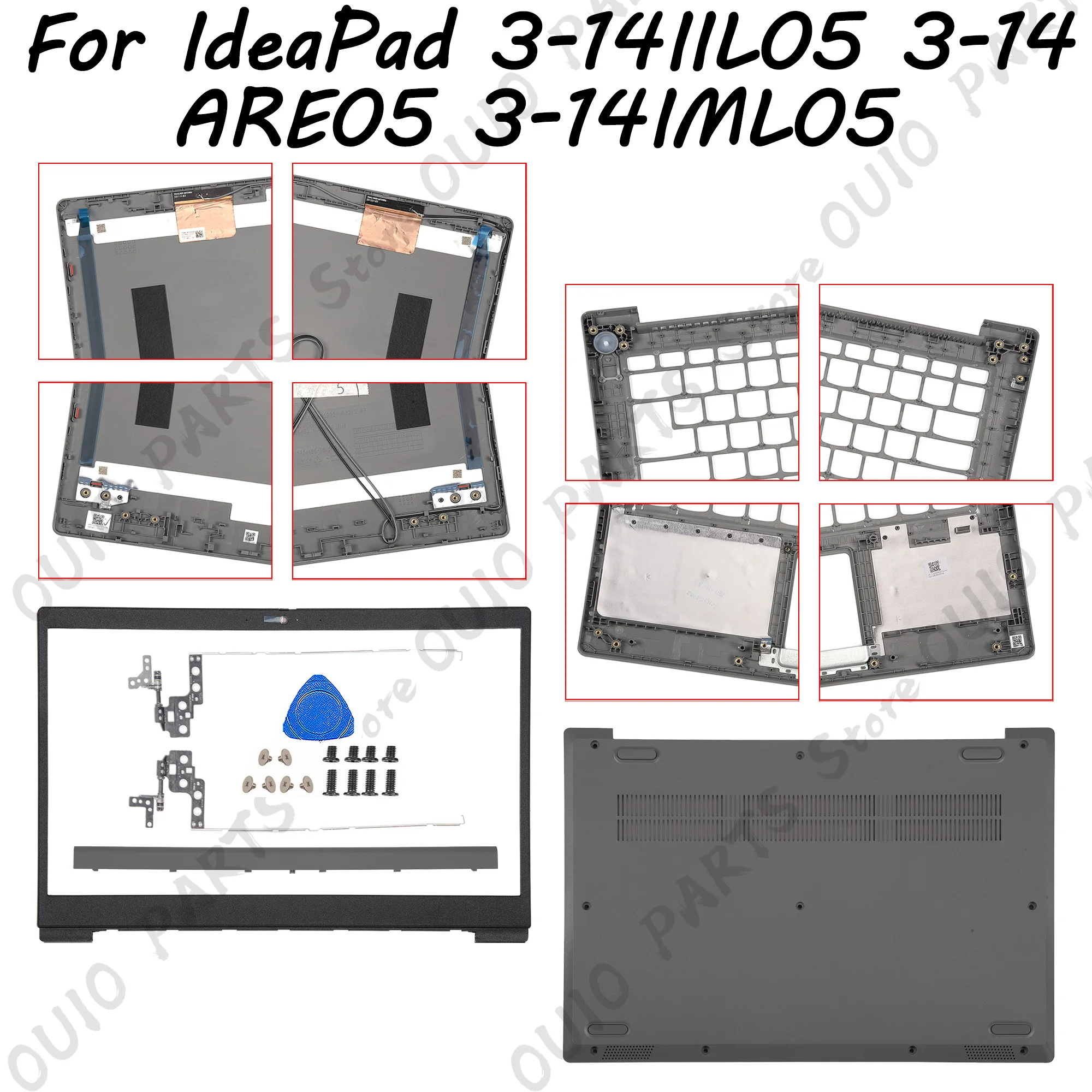 

NEW Cover For Ideapad 3-14IIL05 14ARE05 14IML05 LCD Back Cover/Bezel/Hinge Cover AP1JU000200 Parts Replace 14inch