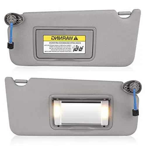 

Gray Driver And Passenger Side Sun Visor With Integrated Light For Sedan 2008–2017 Replacement