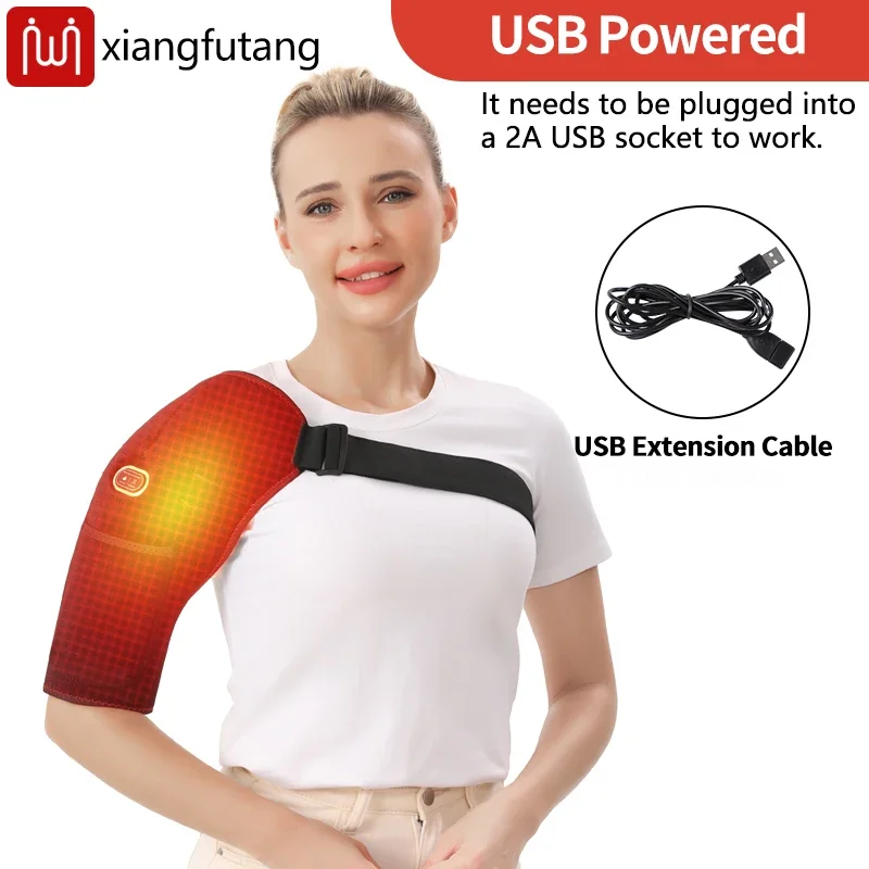Electric Heating Shoulder Brace Vibration Hot Compress Shoulder Massage Support Belt Strap For Joint Brace Care Muscle Relaxatio