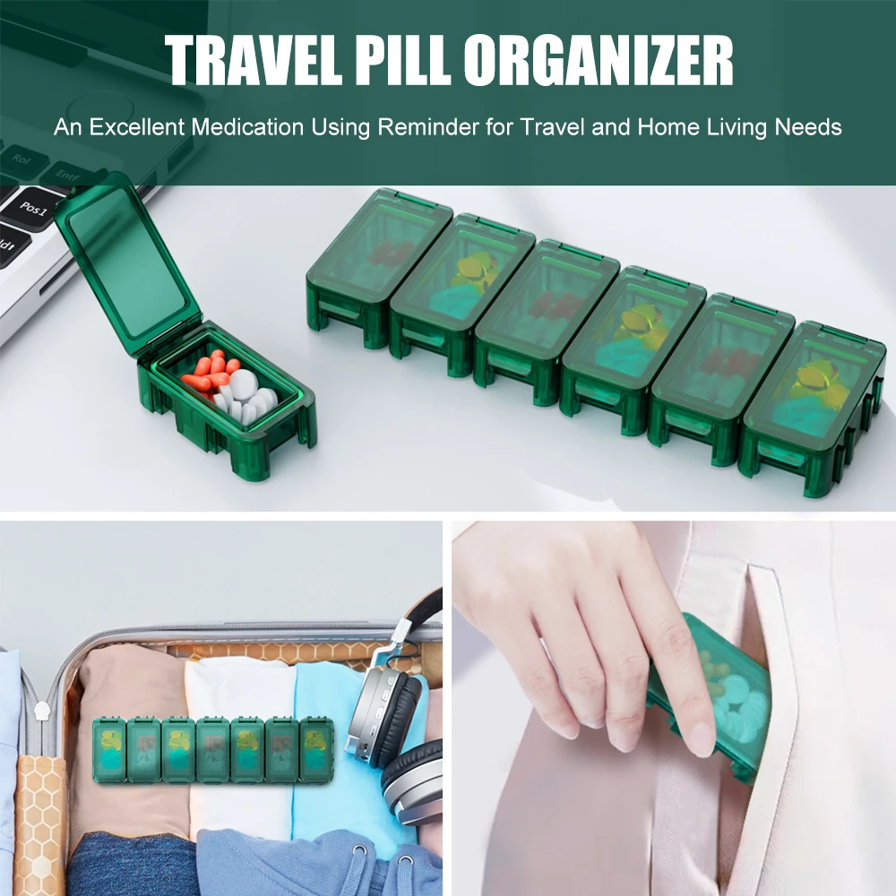 1pcs Large 7-Day Weekly Pill Organizer Travel Medicine Case for Big Vitamin & Fish Oil Supplements Compact Weekly Dose Box