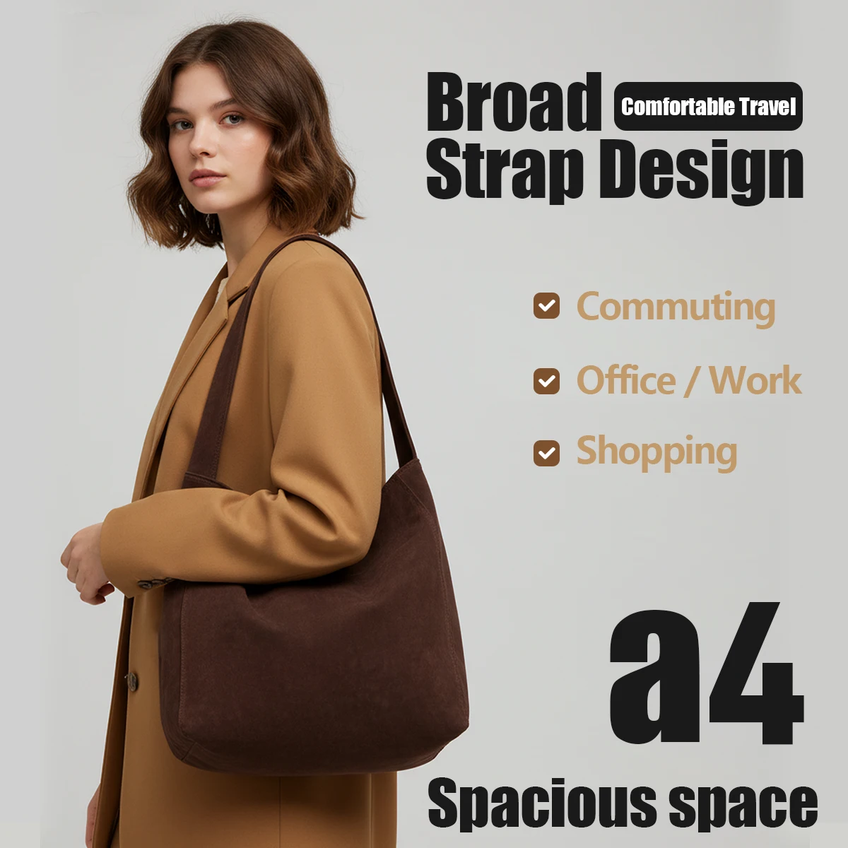 

Женская сумка-тоут 2026: Новая вместительная ретро-сумка для поездок и путешествий, на одно плечо, замшевая, с леопардовым принтом, осенне-зимняя, студенческая