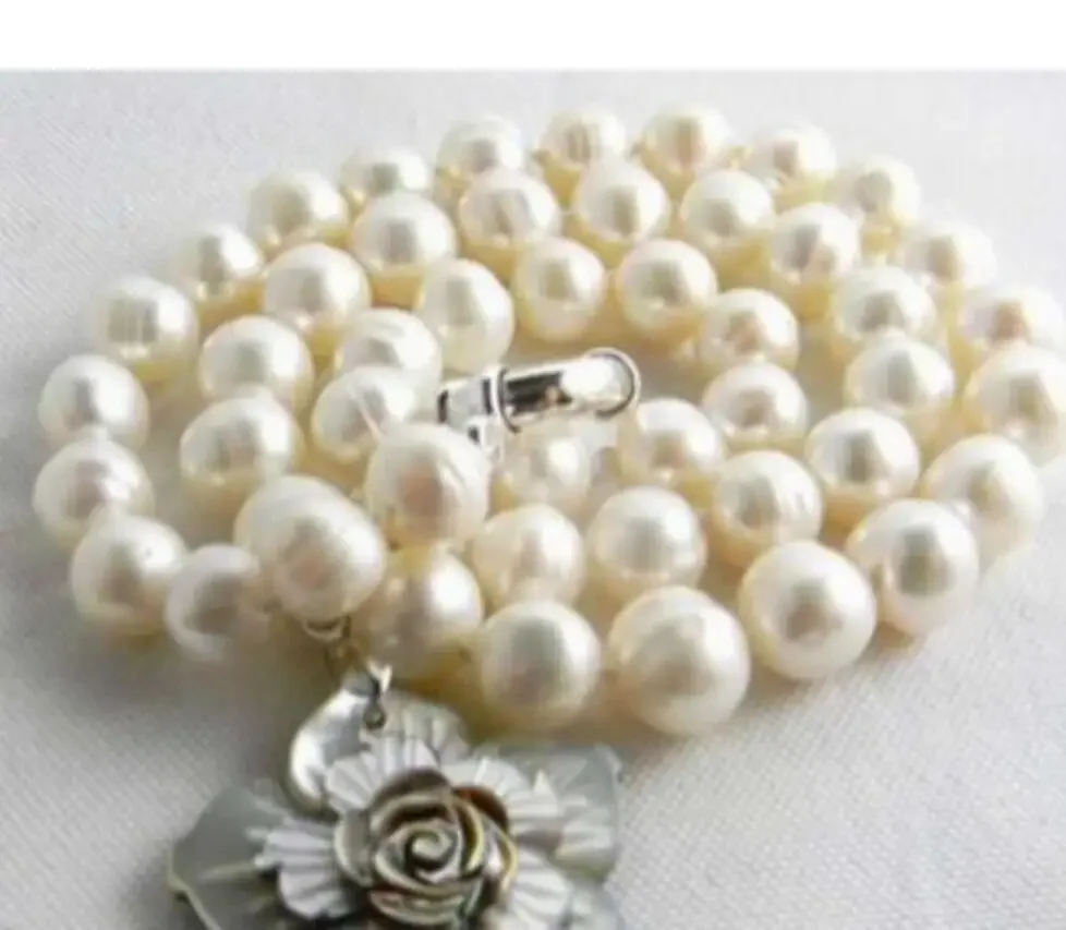 

Ожерелье с подвеской в виде цветка из белого пресноводного жемчуга диаметром 9 мм