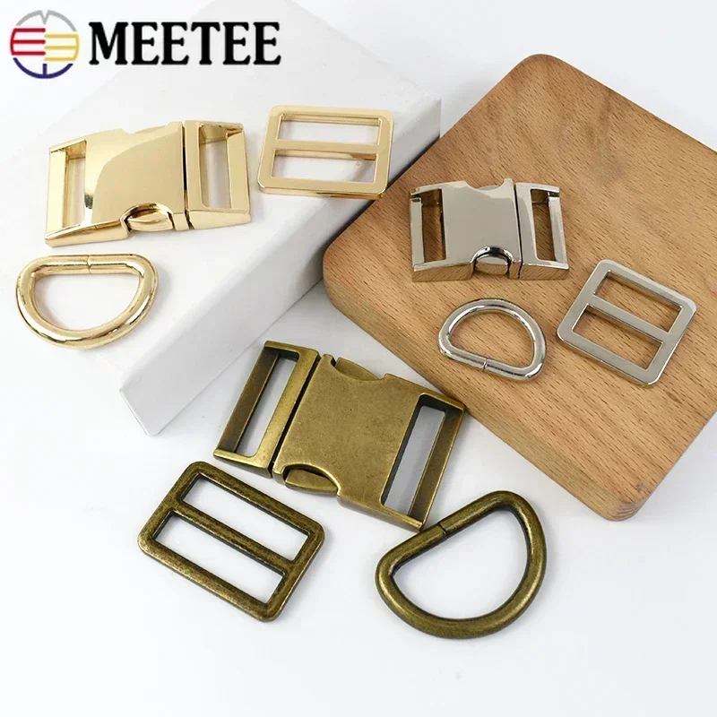 1Set 15-38mm Metal Backpack Strap Buckle Quick Side Release Buckles D Ring Tri Glide Slider Adjuster Clasp DIY Bag Accessories