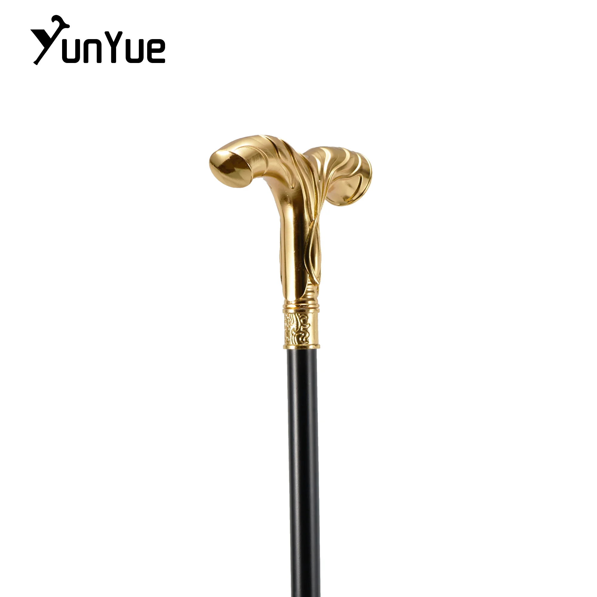 Gold gestreifter modischer Gehstock Gentlemanly Elegance Dekorativer Cospaly Moderner modischer Gehstockknopf Crosier 93CM