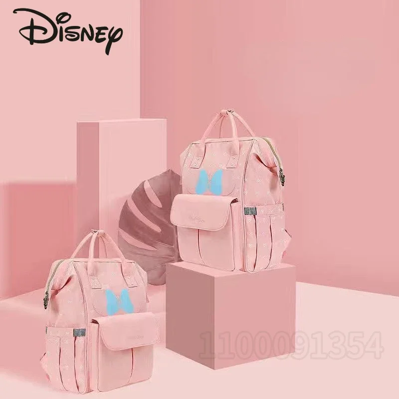 Disney-Bolsa de pañales de Mickey para bebé, mochila Original de marca de lujo con dibujos animados, gran capacidad, multifunción, novedad