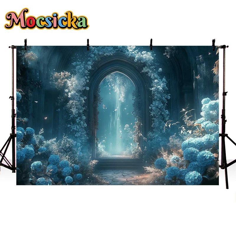 خلفية تصوير Mocsicka ، قوس أبواب ونوافذ القصر ، ديكور أزهار ، زفاف ، خلفية صورة فنية للكبار ، استوديو صور