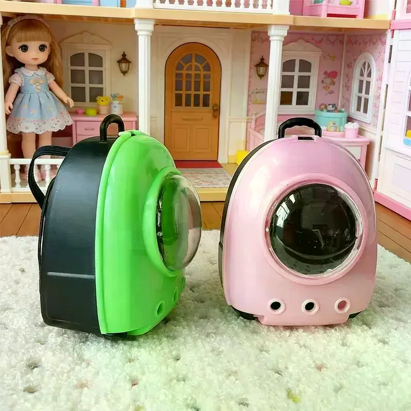/Cna/1Pcs Dollhouse Pet Cat Bag Model For 15/17cm Doll Backpack Dolls House Scene Decoration Ornament Pretend Play Toys