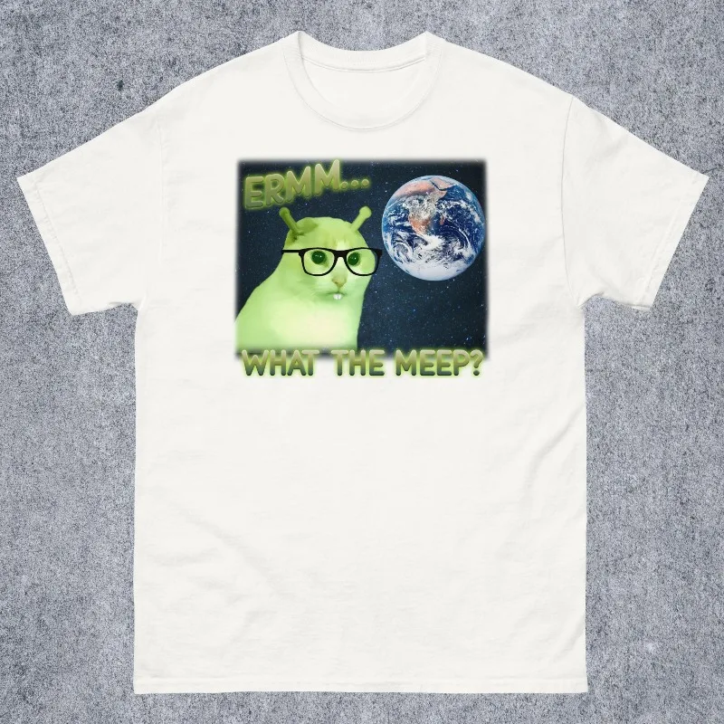 Erm What the Meep Funny Alien Cat Meme Tee Shirt Gift for Woman and Man, Brainrot T-shirt, Silly Cats Tshirt