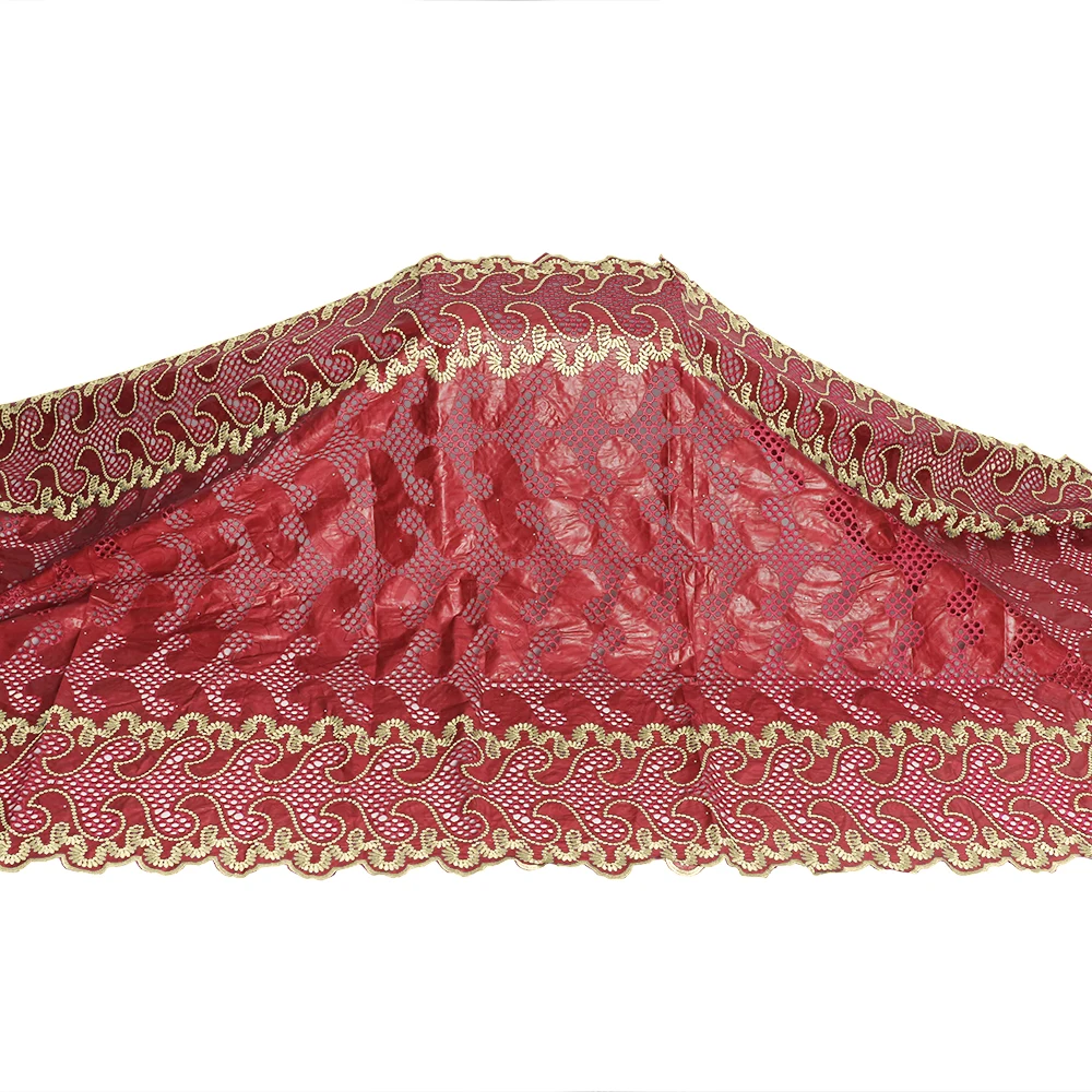 

Traditional African Bazin Fabric with Hollow Design And Exquisite Embroidery Pattern 5 Yards per Order