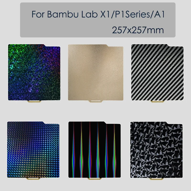 

Голографическая пластина для лабораторной сборки Bambu x1 X1C, пластиковый лист с текстурой Pet Pei, 257x257, Peo Bambulab P1P, лабораторная бамбуковая кровать с подогревом