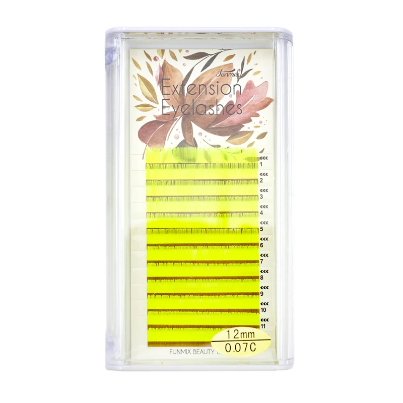 12Rows Color Lash High Quality Soft Natural Individual Eyelash Extensions Synthetic Mink Colorful False Lashes