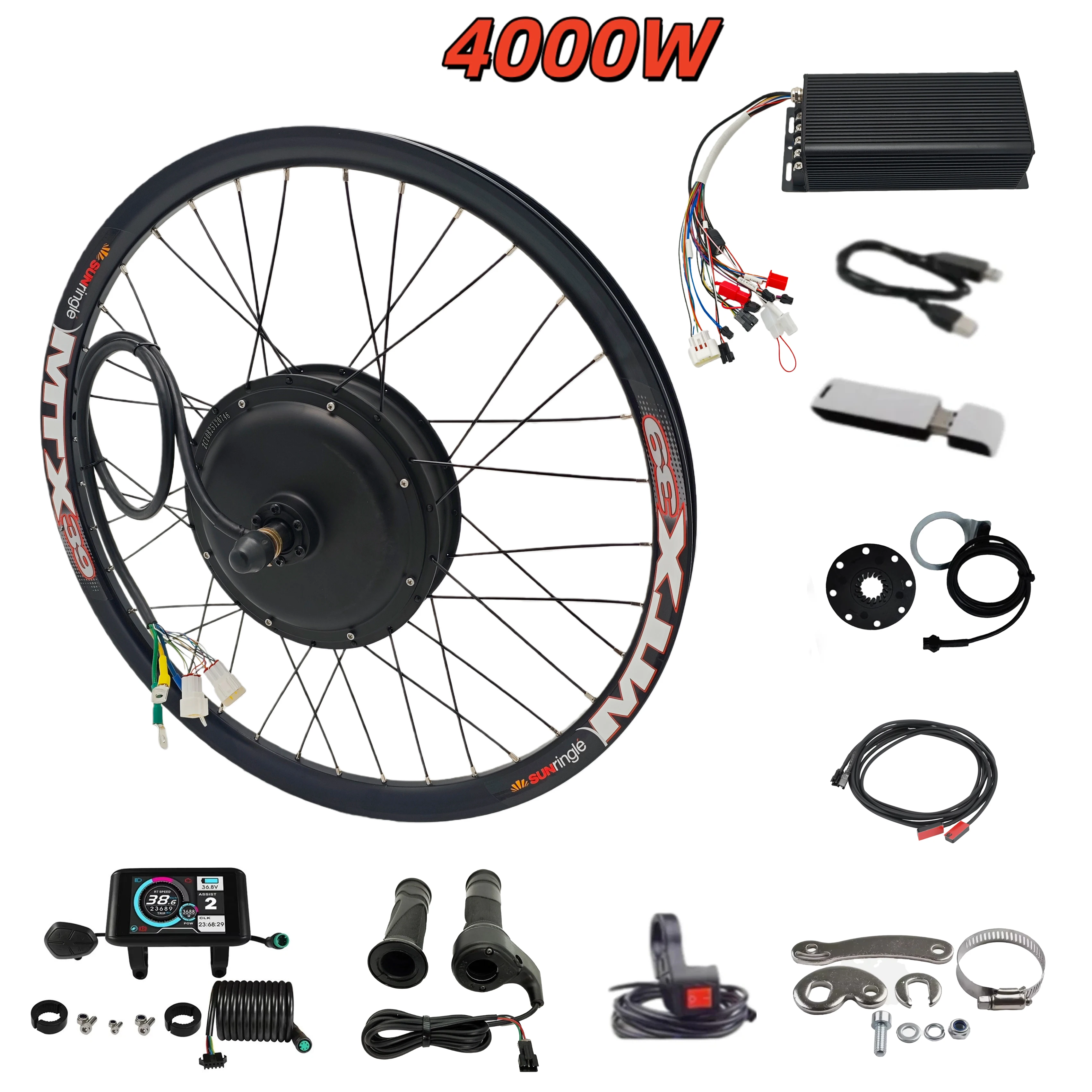 

Electric Bike Rear Wheel High Power Ebike Rear Motor Wheel 72V 4000W MTX39 Rim kit with Sabvoton 80A Dropout 135mm 155mm