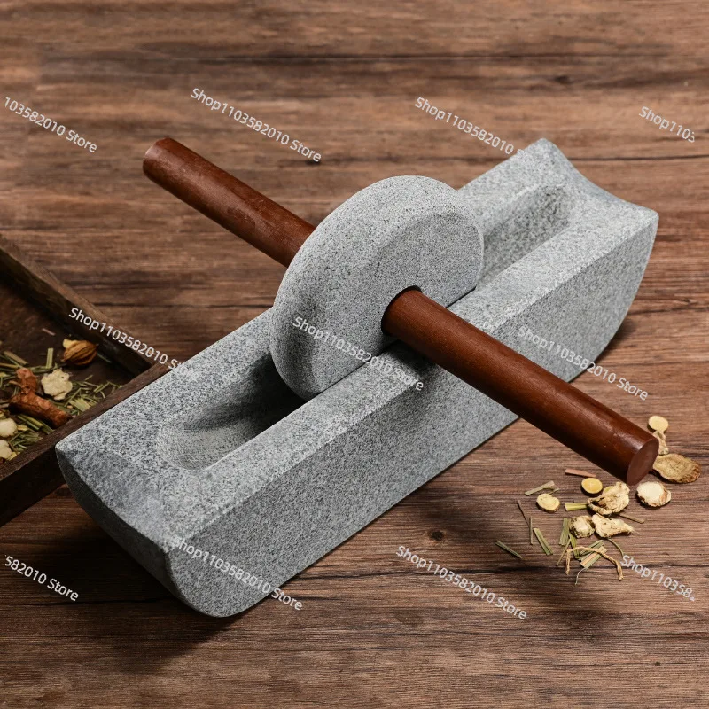 Home Chinese Style Mill Grinder Set - Crusher Roller Tea Tray, Seasoning & Medicine Grinding Machine Decor