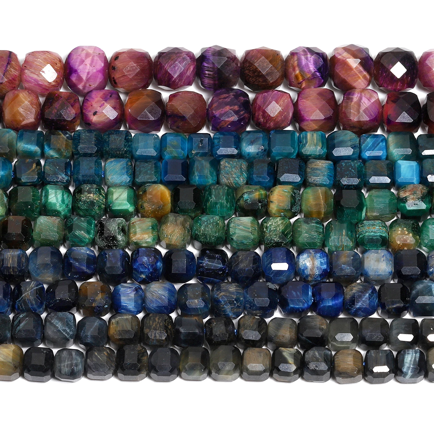 6x6mm 8x8mm Facet Square Natural Tiger Eye Stone Beads For Jewelry Making DIY Bracelet Necklace Handmade Accessories Wholesale