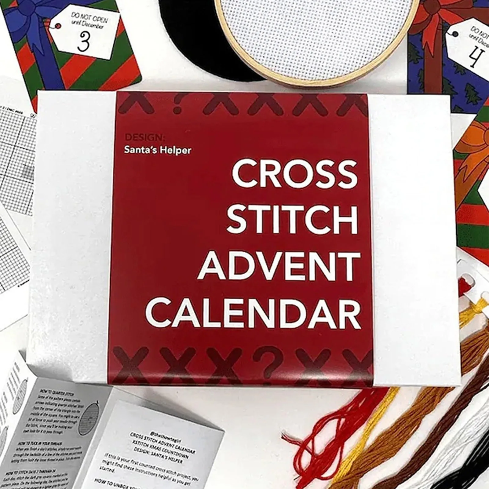 DIY Cross Stitch Kit Elegant for Christmas Countdown 24 Day Embroidery Advent Calendar Holiday Ornament Home Decor Set