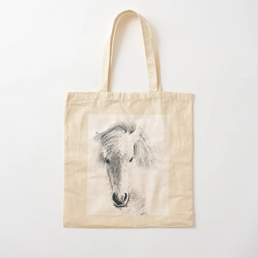 

The portrait of an Icelandic horse in the drawing style Tote Bag custom tote personalized great Canvas