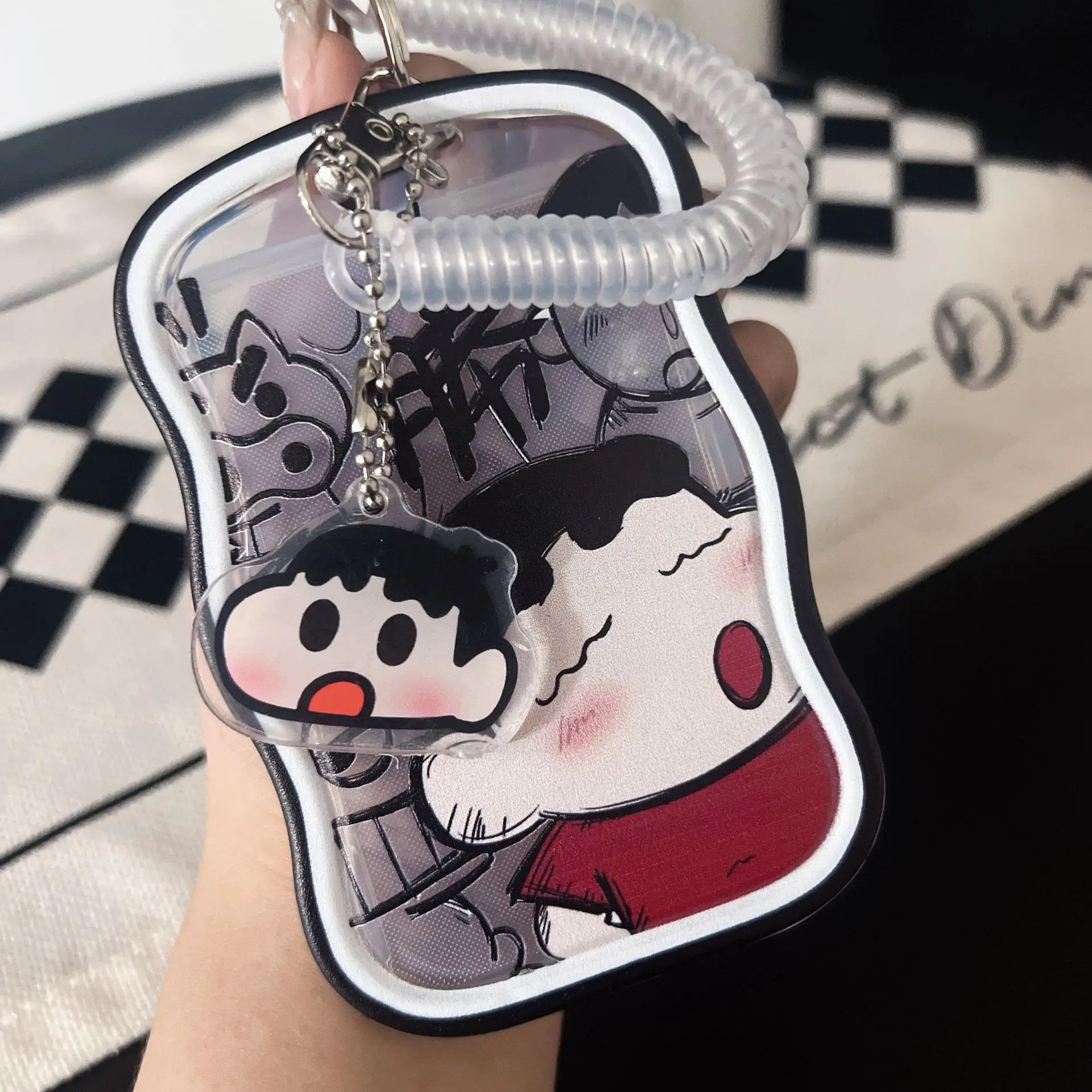 

Cute Crayon Shinchan Card holder Cartoon Anime ID Student Photo Sleeves Card holders Keychain Bus Transparent Card Case Gift