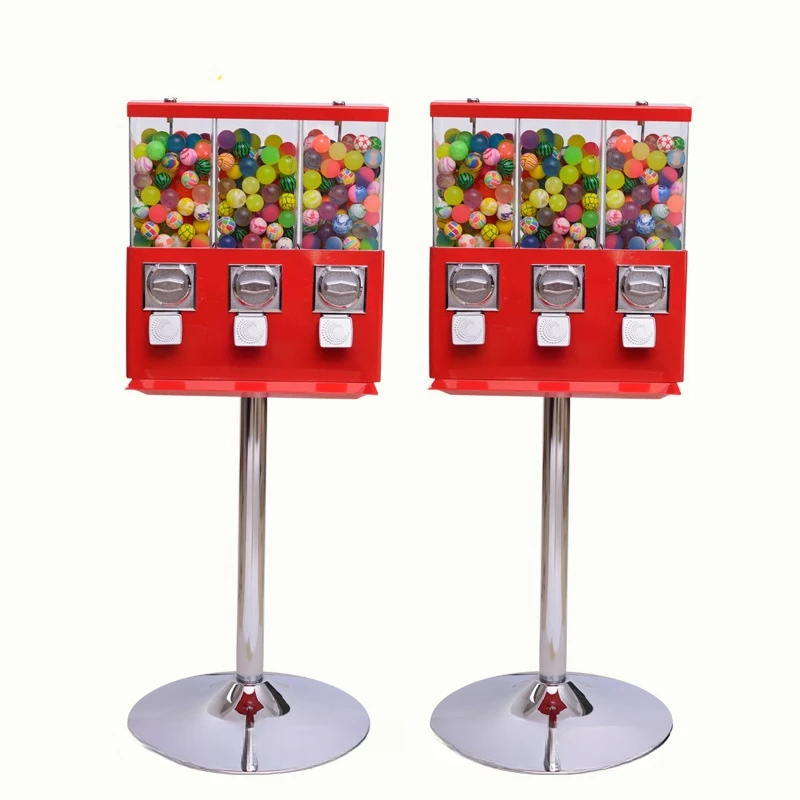 Triple Head Gum Capsule Ball Stand Kids Game Machine Shopping Malls Coin Operated Candy Dispenser Gashapon Toy Vending Machine