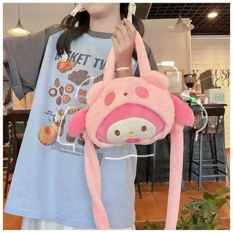 Sanrio Series Cute Fluffy Crossbody Bag Cute Girl Children Handbag Shoulder Bag Fashionable Kawaii Large Capacity Plush Bag Gift