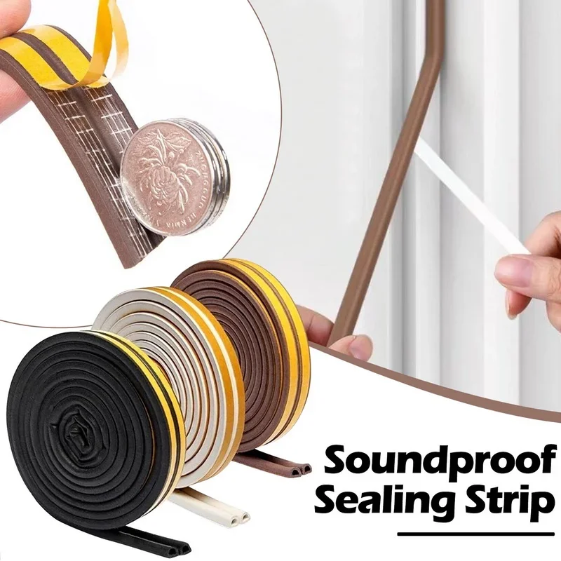 10M/20M Door Window Weather Strip DIEP Self Adhesive Sealing Strip Rubber Seal Foam Tape Dustproof Soundproof Insulation Strip