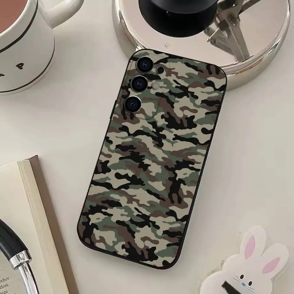 Camouflage Camo Phone Case For Samsung S25,S24,S21,S22,S23,S30,Ultra,S20,Plus,Fe,Lite,Soft Black Cover