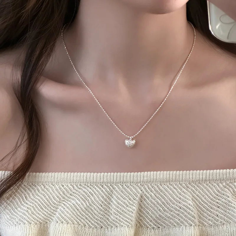 Pearl Heart Zircon Layered Necklace French Inspired Choker Exquisite Craftsmanship Women Versatile Accessory for All Occasions