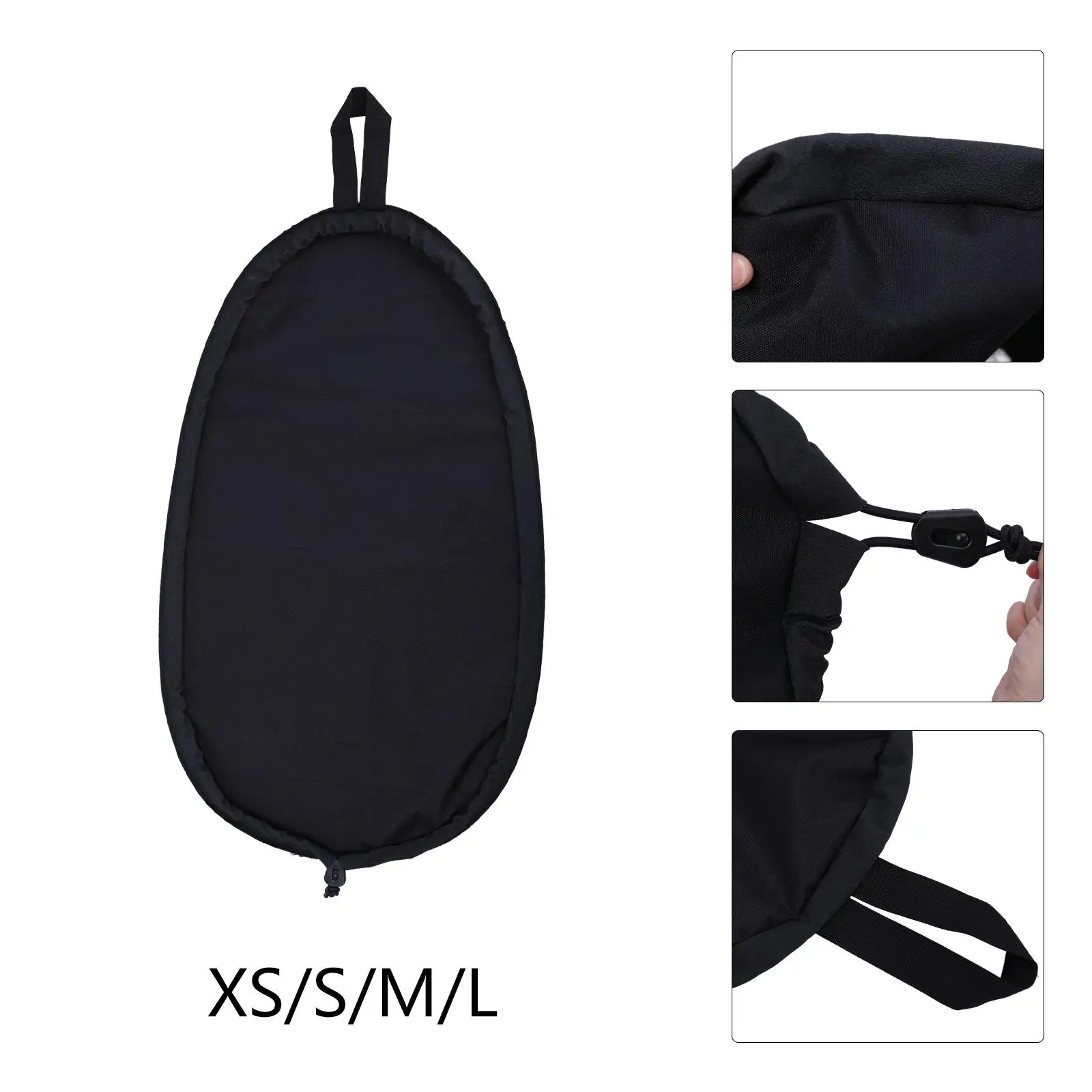 Black Kayak Cockpit Cover 600D Oxford Cloth Waterproof Adjustable Drawstring Dustproof Shield for Boating Outdoor Accessory