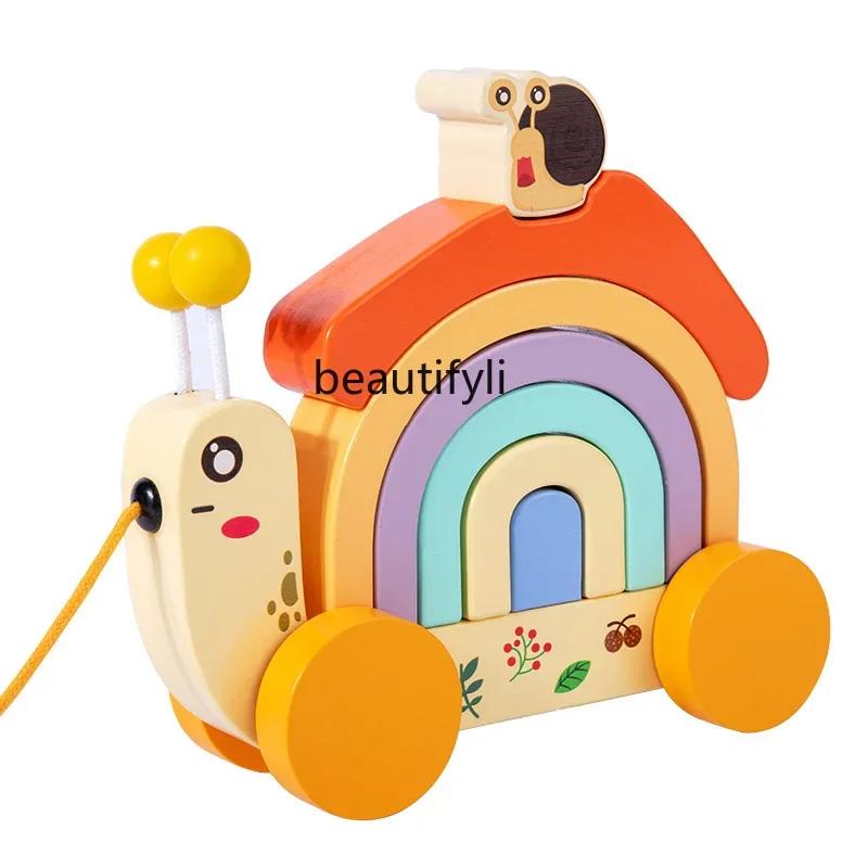 

Small snail leash pull push children pull cart baby walk hand pull toddler toy