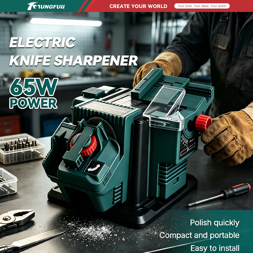 65W Multi-Functional Electric Sharpener, Bench Mount Sharpener for Knife, Chisel, HSS Drill Bit Sharpening Machine 220-240V