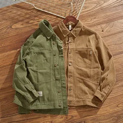 Heavy vintage coarse woven coat men's loose fashion brand new trend winter multi-pocket cargo jacket