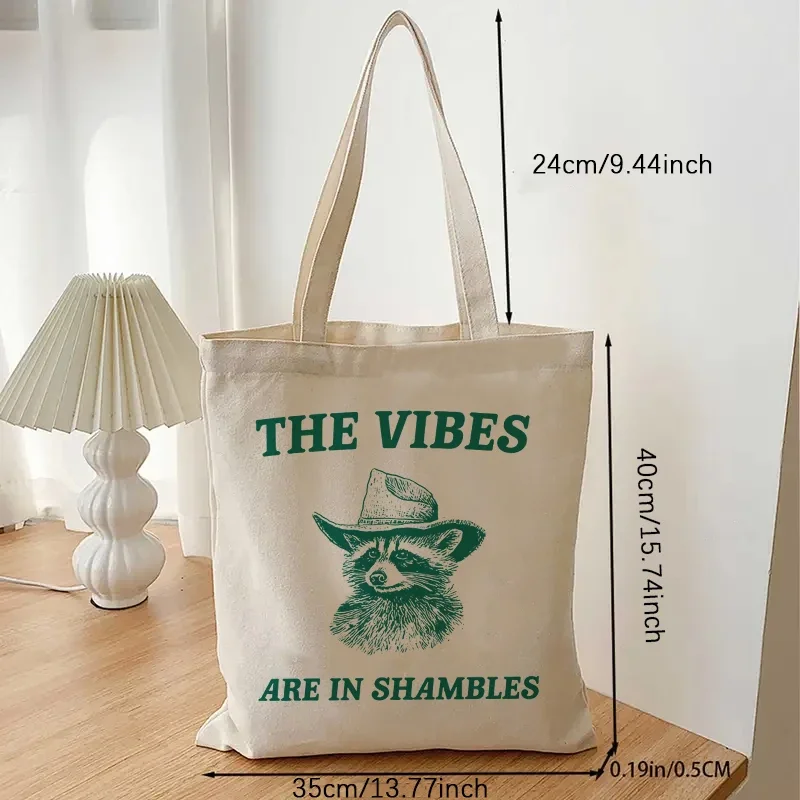 The Vibes Are in Shambles Pattern Women Tote Bag Portable Canvas Clutch Foldable and Reusable Shopping Bags Gift for Friends