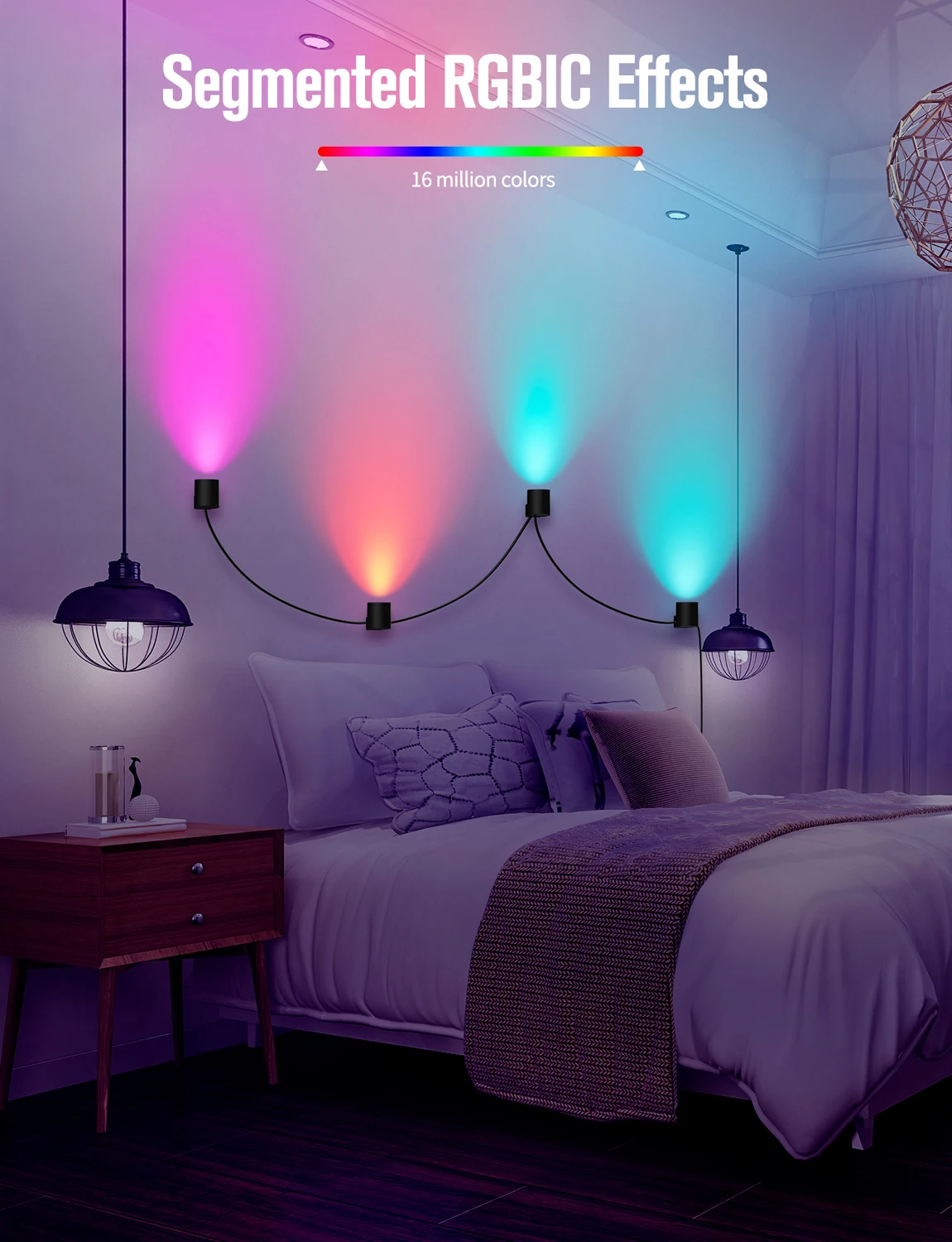 Tuya Wifi Modern Simple Smart Wall Lamp Decorated With Various Color Lines Living Room RGB Dimmable Smart Wall Lamp