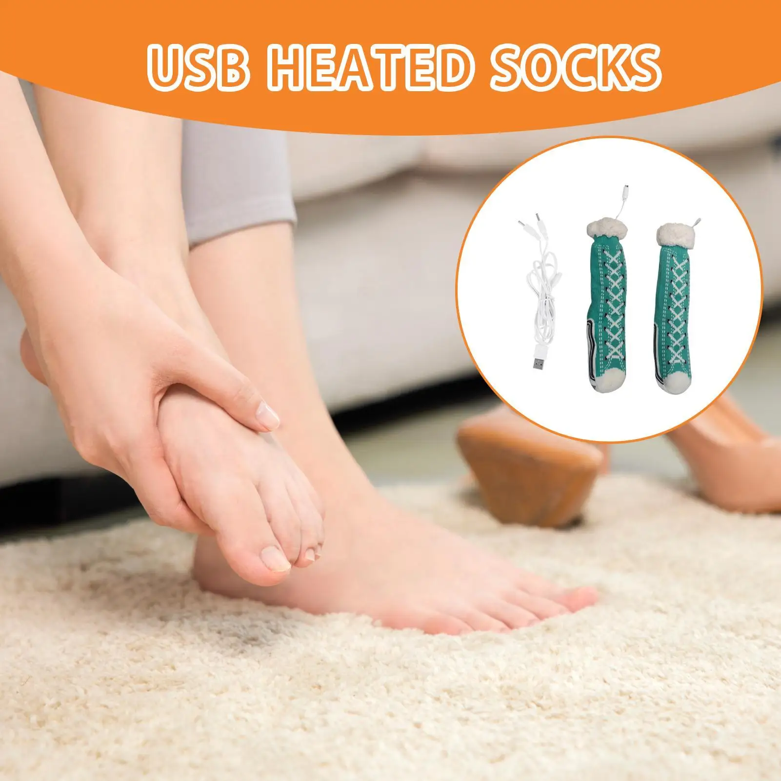 Electric Socks USB Non Slip Foot Warmers Camping Supplies For Boot Winter Travel Cold House Autumn Sleeping Outdoor Shoes view 3