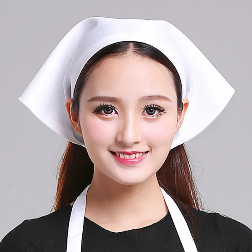 Simple Cotton Triangle Kitchen Work Cap Adjustable Unisex Chef Hat Solid Color Waitress Hat Kitchen