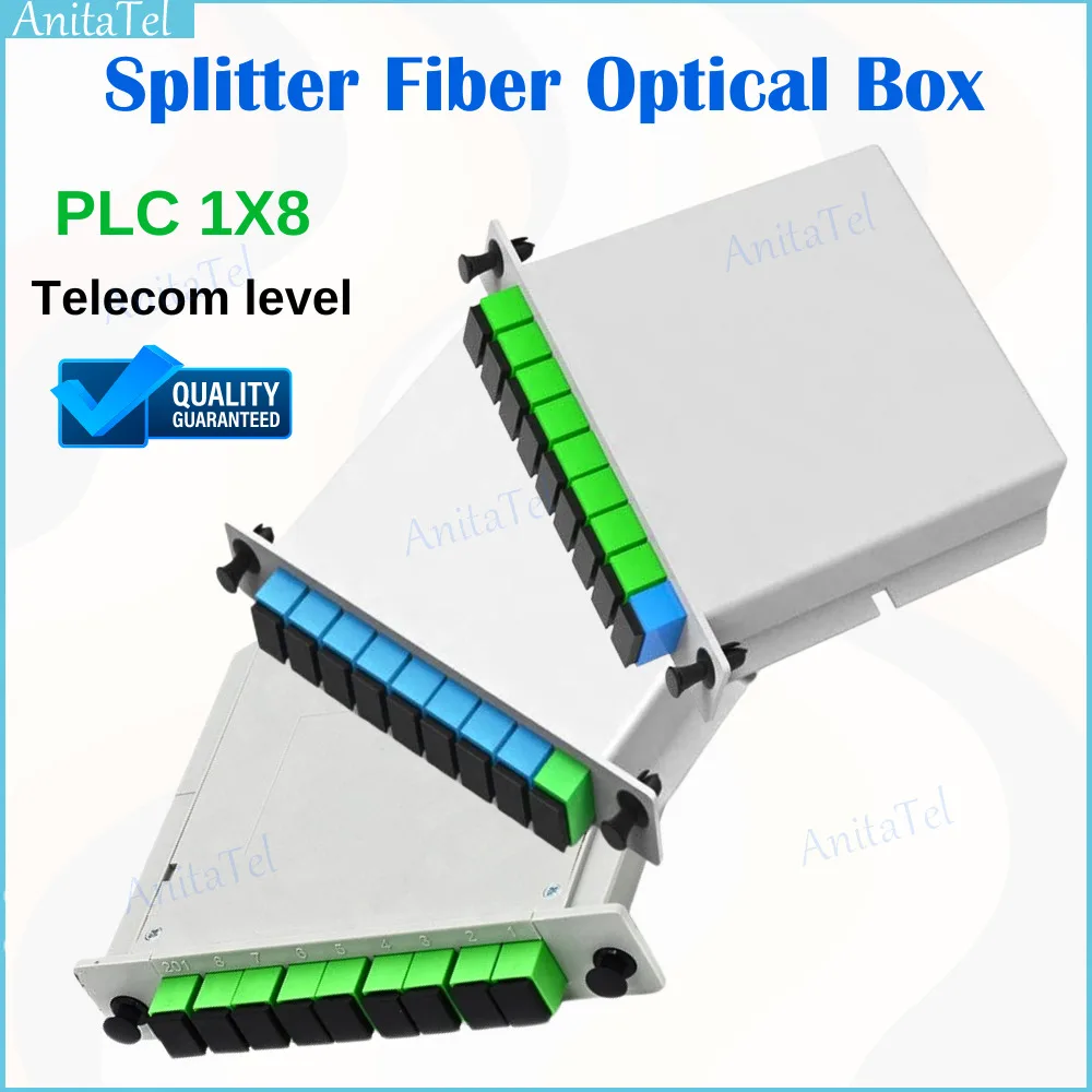 

5pcs-10pcs SC APC UPC PLC 1X8 Splitter Fiber Optical Box FTTH PLC Splitter Box with 1X8 Planar Waveguide Type Optical Splitter