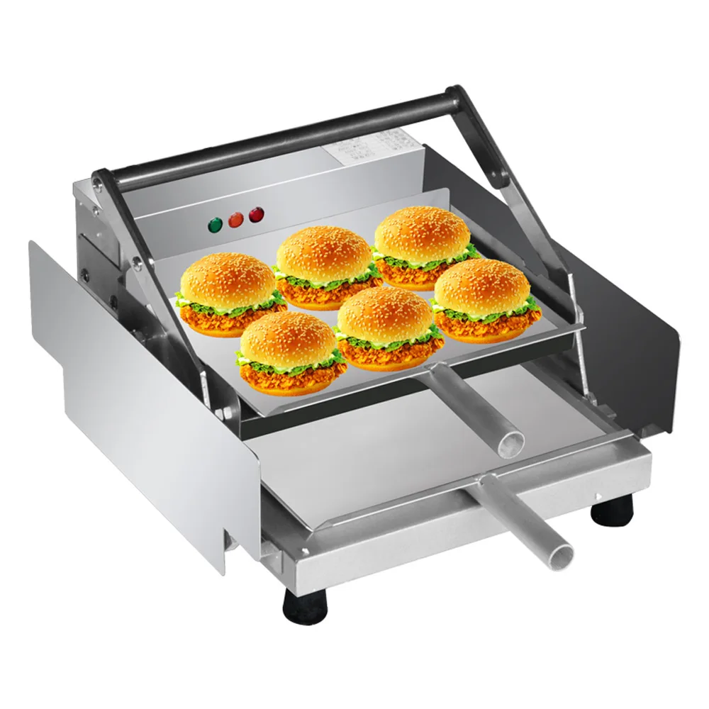 Commercial Burger Grill Aluminum Plate Toaster Automatic Hamburger Bread Machine Double-layer Hamburger Heating Machine