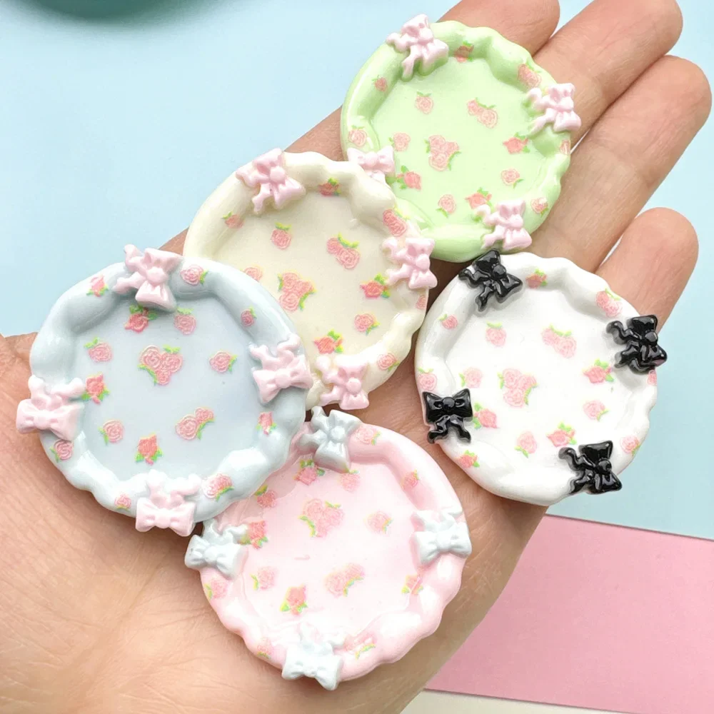 

Kawaii Resin Round Flower Plate Flatback Cabochon for DIY Happy Party Phone Case Decoration Jewelry Making Craft Supplies Charms