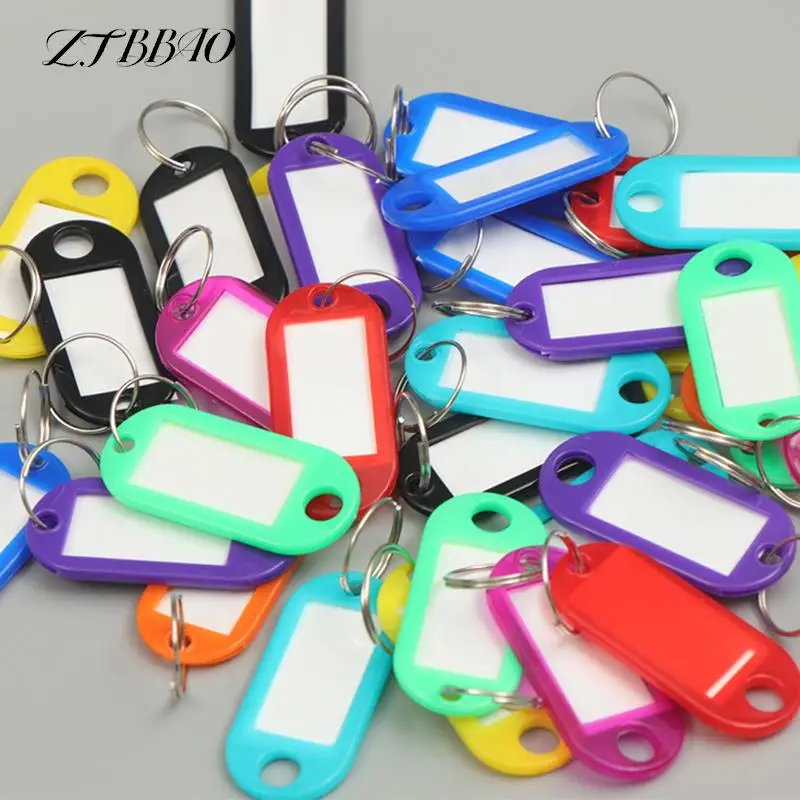 30PCS Key ID Label Tags With Split Ring Multicolor Keychain Luggage ID Tags Hotel Number Classification Card Key Rings Keychain