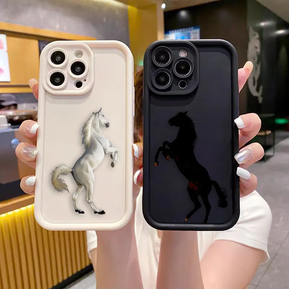 

Handsome White Black Horse Phone Case For Xiaomi 15 15T 17 14 14T PRO MAX 8 11 12 12T 13 LITE 5GNE TPU Case DIY Shell Capa Cover