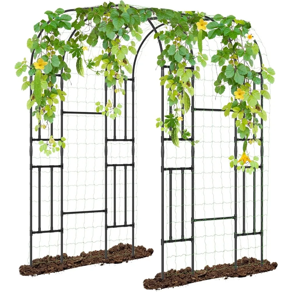 

Garden Arch Trellis for Climbing Plants, 87'' H Large Outdoor Metal Plant Support Trellis Archway Arbor Tunnel Tre
