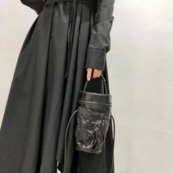 Retro Genuine leather handmade head layer plant tanned sheepskin One shoulder bag crossbody bag bucket handbag female style