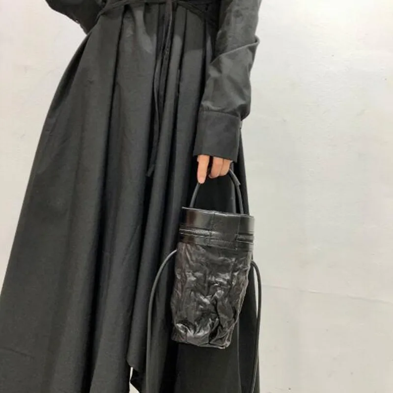 Retro prawdziwej skóry ręcznie robiona warstwa głowy garbowana roślinnie skóra owcza torba na jedno ramię torba crossbody torebka typu wiadro torebka w stylu kobiecym