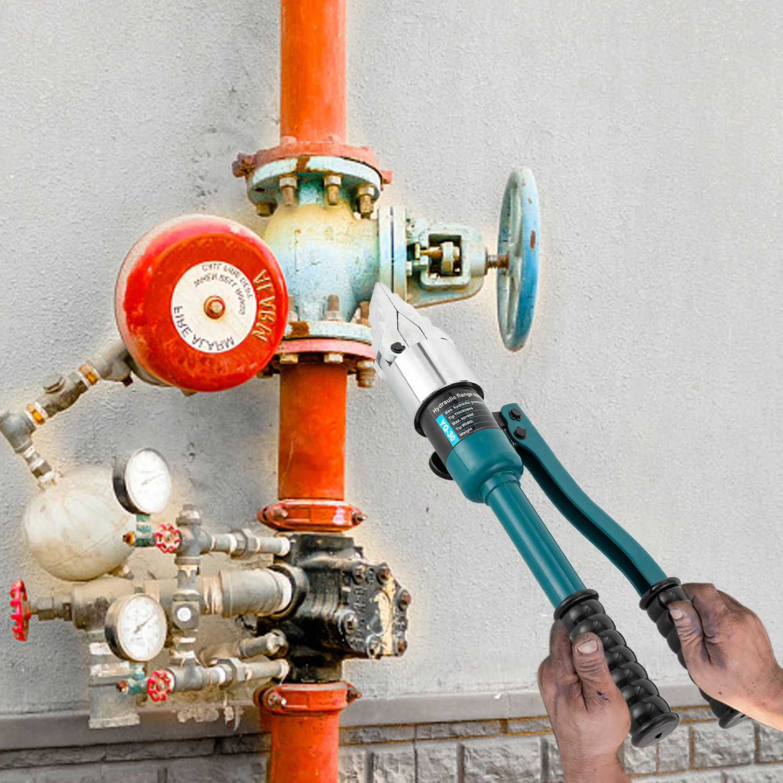 YQ-30 합금강 30MM 휴대용 유압 스프레더 분리기 키트 핸드헬드 통합 수동 플랜지 분할 도구 세트 블루, 8T