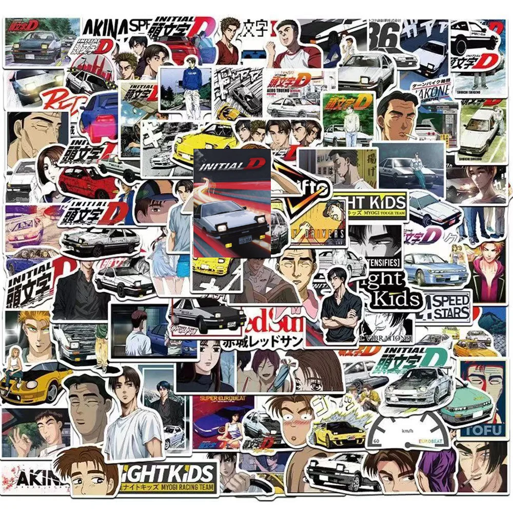 

10/30/50/100pcs Cartoon Initial D Stickers Waterproof DIY Skateboard Luggage Helmet Car Bike Cool Anime Decals Kid Birthday Gift