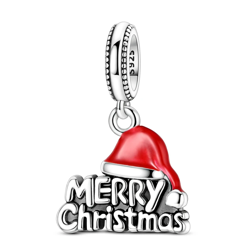 925 Sterling Silber Charms Perlen Weihnachtsglocke Socken Lebkuchenmond Anhänger Passend für Original-Armband Damen DIY Schmuck Geschenke – Detail 16